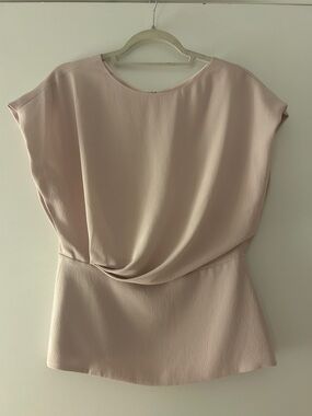 MM Lafleur Blush Pink Draped Peplum Blouse